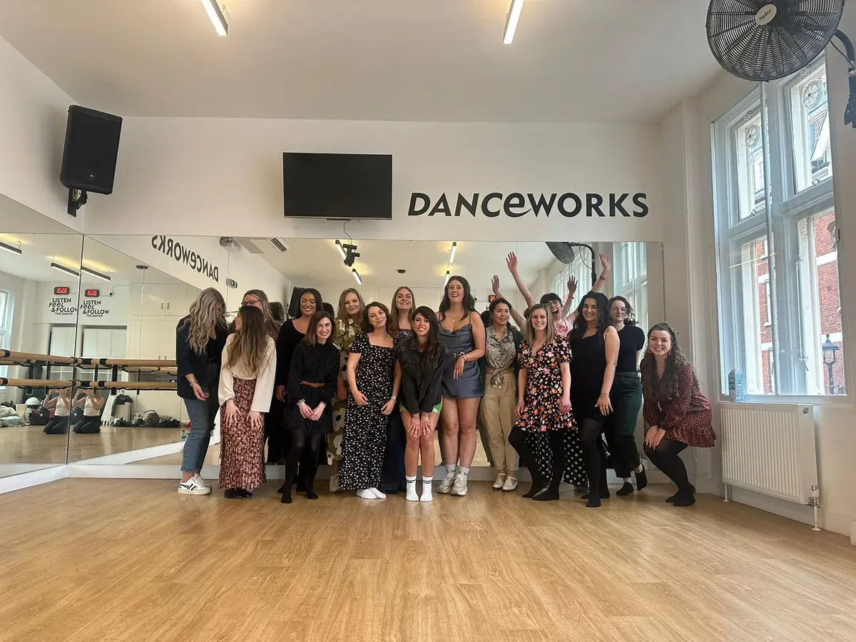 A Blackpool hen group in matching outfits at their Musicals dance class